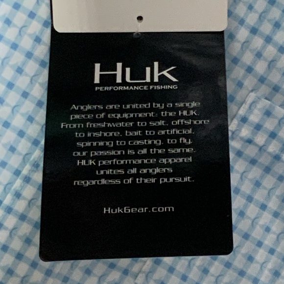 HUK Fishing Shirt Long Sleeve Button Down Vented Santiago Blue White Men's Small - Picture 9 of 16